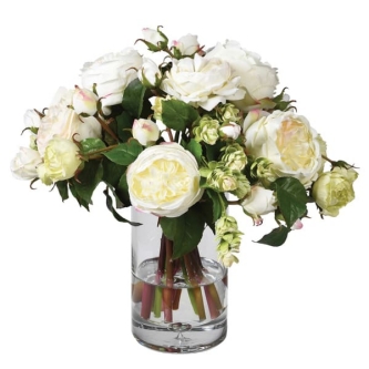 White Rose Arrangement in Glass